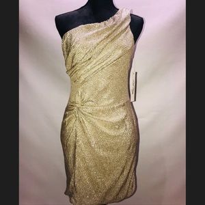 NWT Love Reign Gold One Shoulder Bodycon Dress